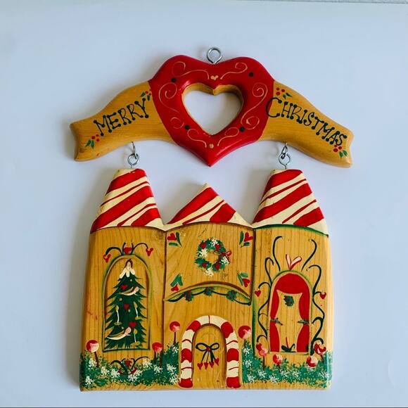 1997 Christmas Folk Art Wood Plaque Vintage - Picture 2 of 7
